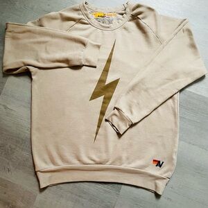 AUNTHENTIC Aviator Nation Unisex Size Large Neutral Lightening Bolt Sweatshirt